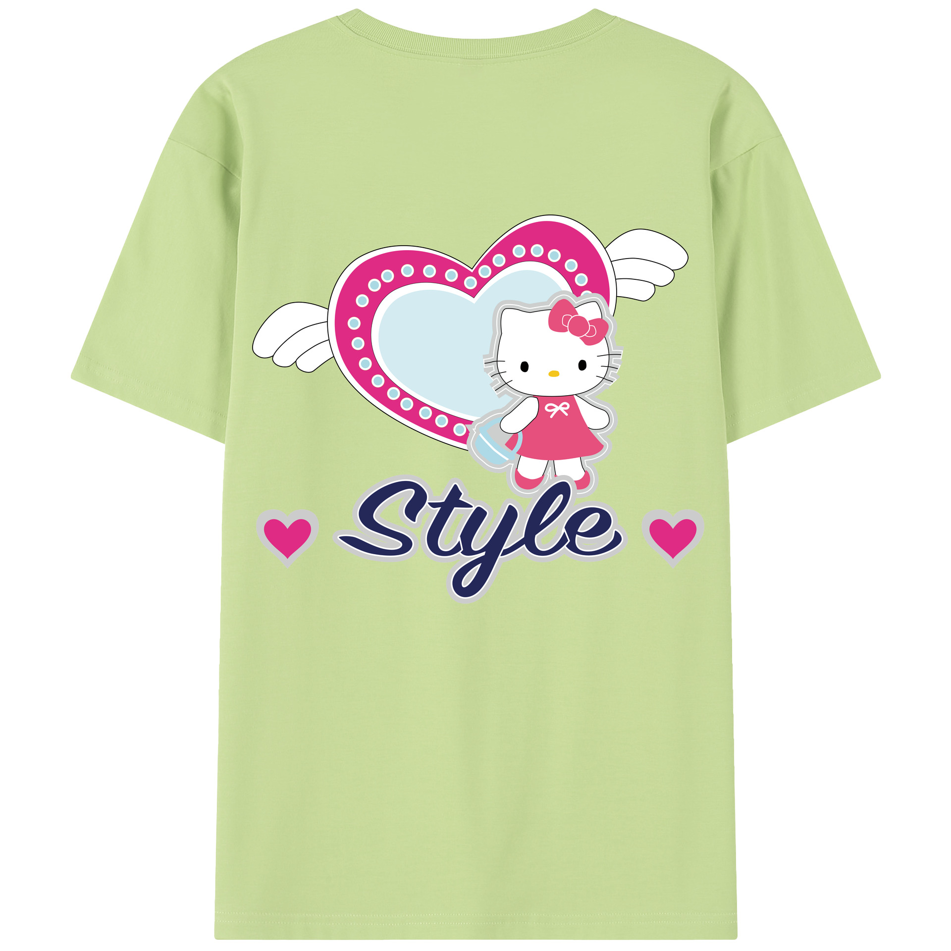 （画像用） Hello Kitty ハローキティ 綿100％半袖Tシャツ（背面プリント）